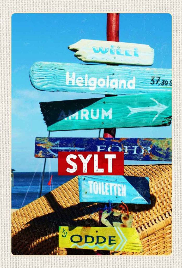 vianmo Holzschild 30x20 cm Sylt Insel Deutschland Helgoland Bildmotiv Reisemotiv Abenteuer Reisen