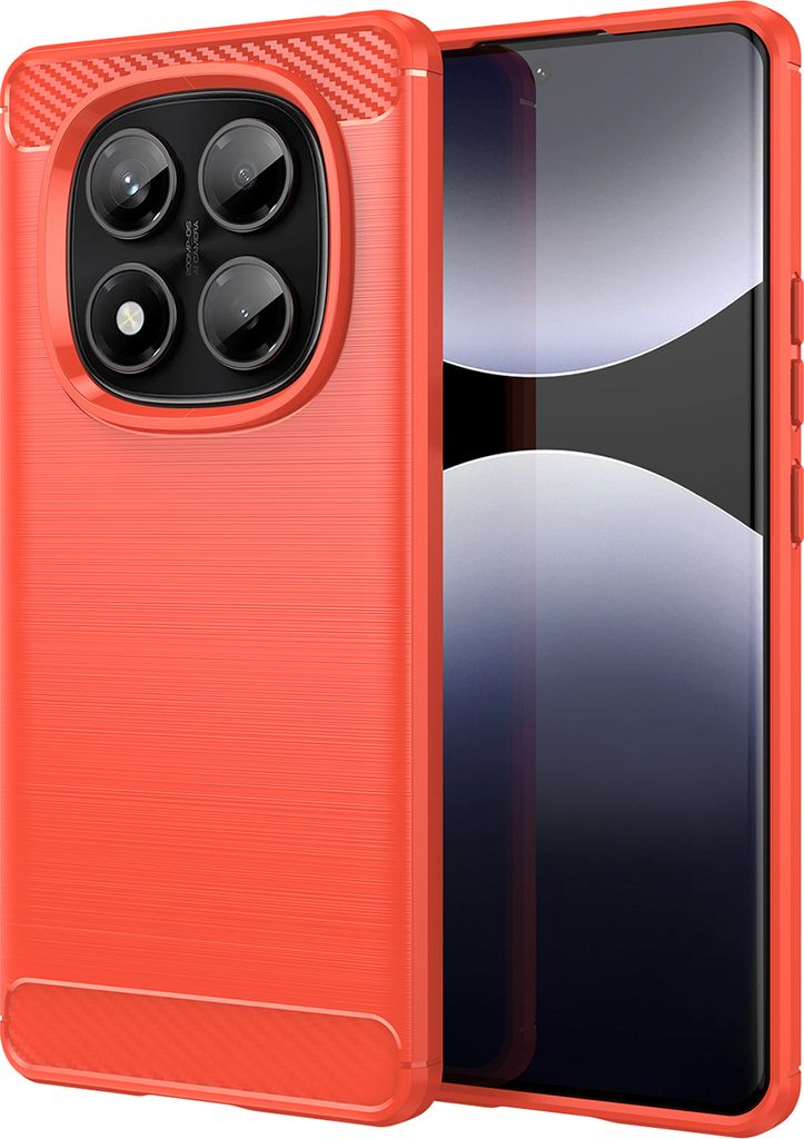 Hülle für Xiaomi Redmi Note 14 Pro 4G Carbon-Faser Weich TPU Silikon Stoßfest Handyhülle Rot