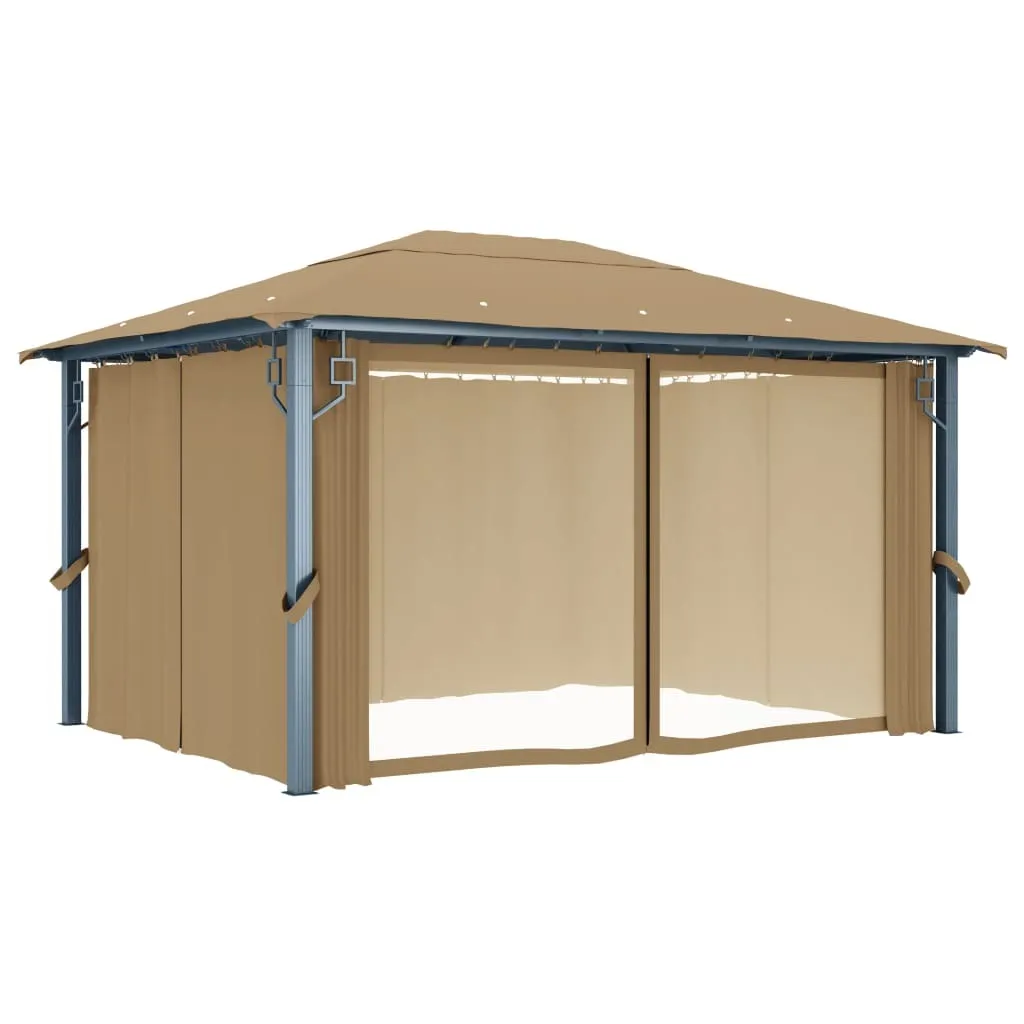 Gazebo vidaXL 400x300 cm Taupe Aluminium contre soleil et vis-à-vis