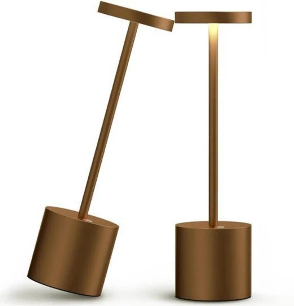 Lot de 2 lampes à poser rechargeables LED marron pour salon et chambre