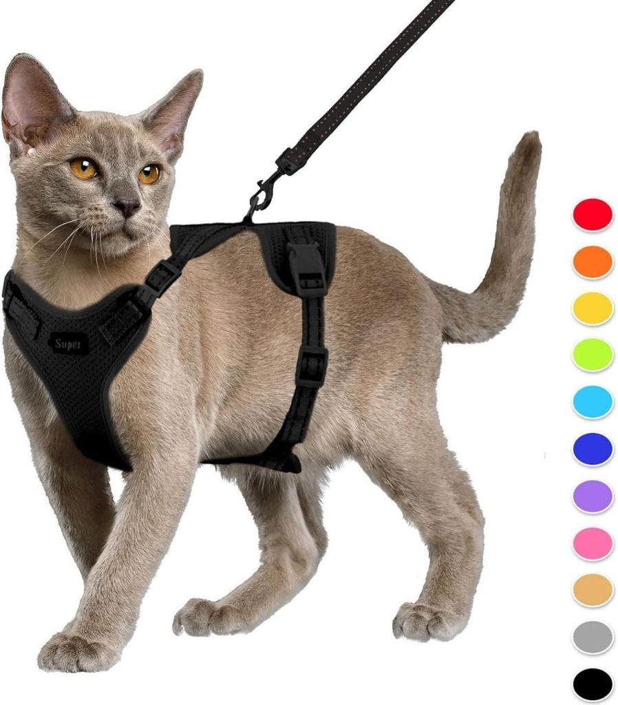 Supet Katzen-Geschirr und Leine Set Schwarz S (34.8-39.9 Produktbild 