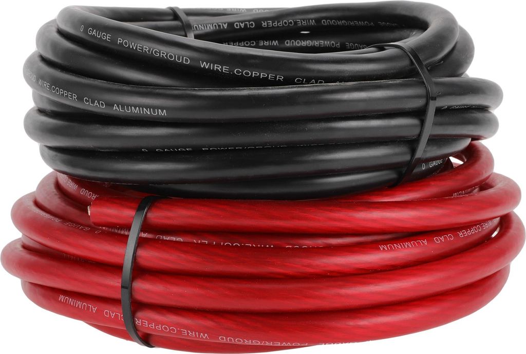 Universal Ground Wire Power Wire 25FT Fully Insulated& Soft Touch Jacket CCA Black,Red 1 Stk 1/0 GAUGE 12V