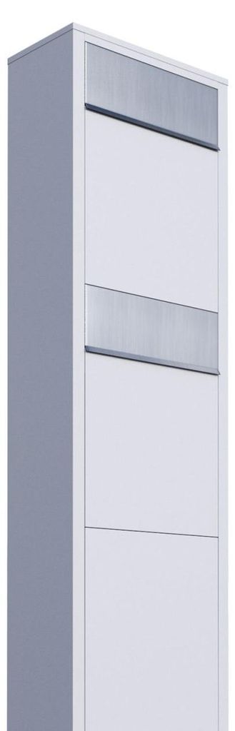 Briefkastenanlage Big Box for Two in Weiß mit Edelstahlklappe