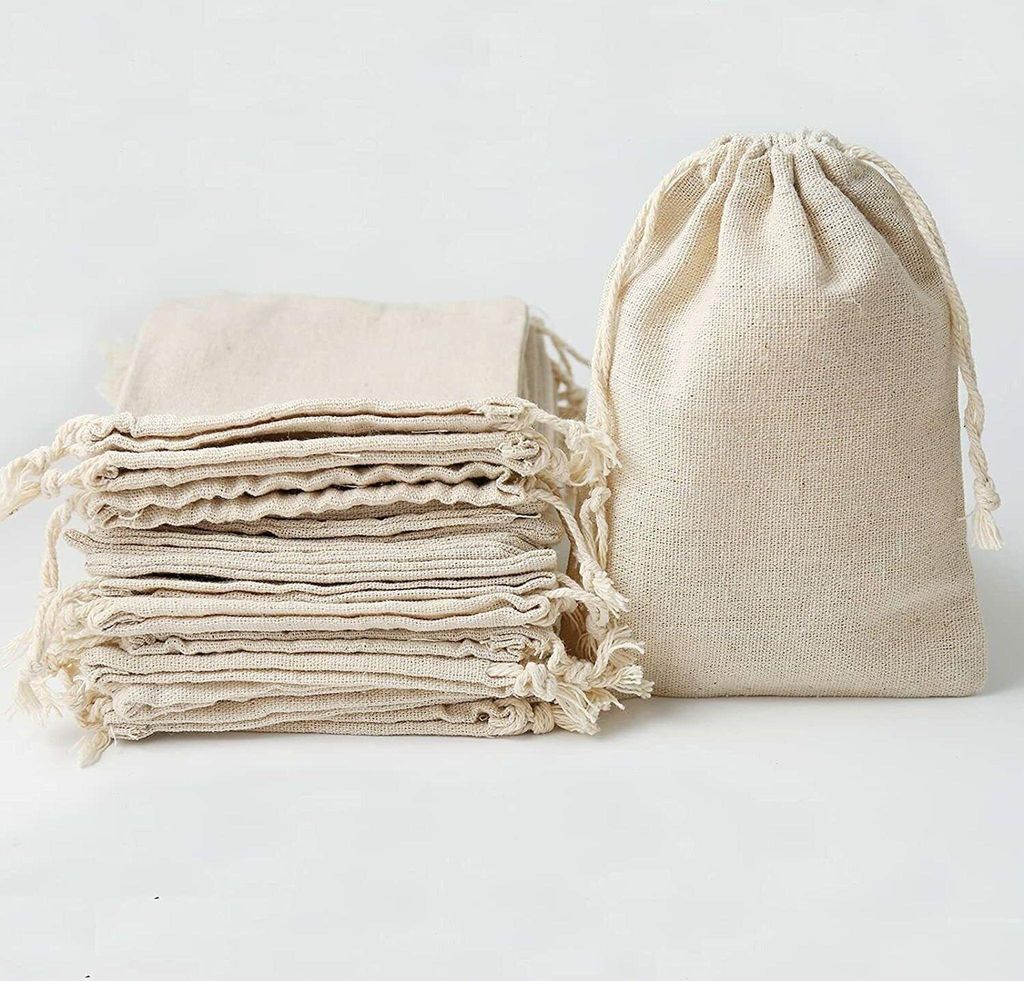 25pcs Säckchen Kleine Beutel mit Kordelzug Baumwollsäckchen Geschenksäckchen 20*25cm