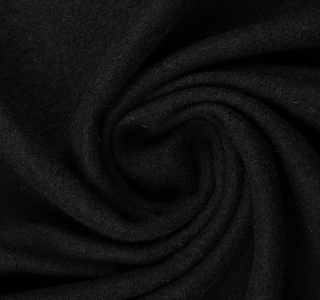 Walkloden MERINO Schwarz, 260 g/m², ca. 0,5 m lang, ca. 1,44 m breit, Stoffe Meterware, 100 % Schurwolle