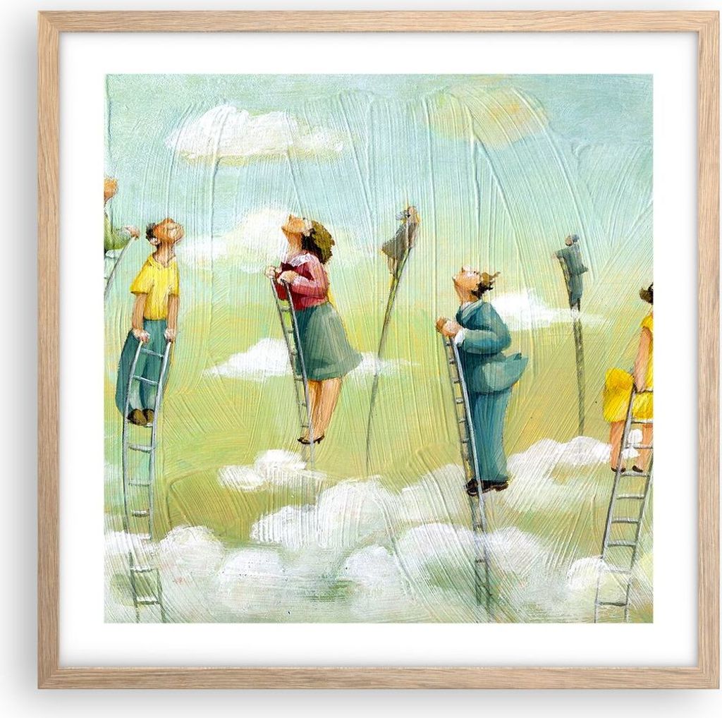 Gerahmtes Poster - Rahmen in heller Eiche - Abstraktion modern - 50x50 cm - Wand Bild - Wanddeko - Wandbilder - Wandposter - Bilderrahmen - Bilder ...