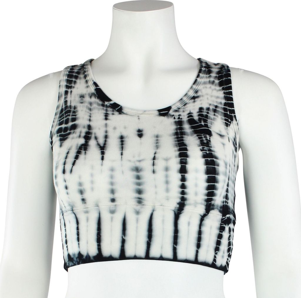 Crop Top - Racerback - Batik - Bamboo - creme - schwarz-grau