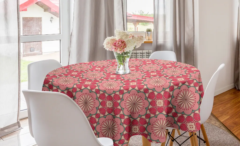 Arredo Tavola: Tovaglia ABAKUHAUS Rotonda 150cm Stile Etnico Corallo