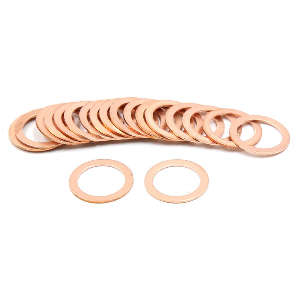 20 Stücke 18mm Innendurchmesser Kupfer Flache Dichtungsringe Quetschscheiben Flachdichtungen Unterlegscheiben Ringe für Auto
