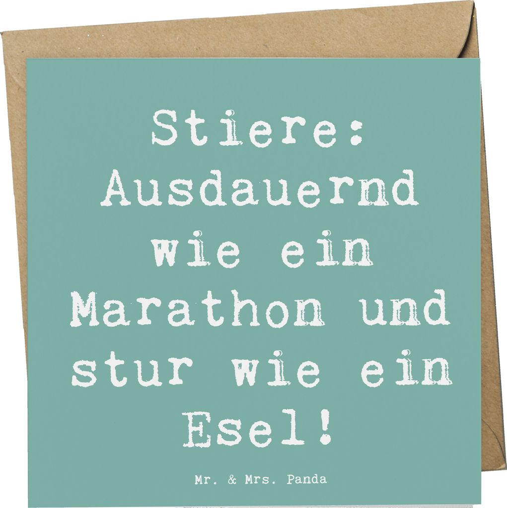 Mr. & Mrs. Panda Klappkarte Spruch Starker Stier - Meeresbrise - Geschenk, anlasskarte, Eigenschaften, Horoskop, Glückwunschkarte, Grußkarte, Tie...