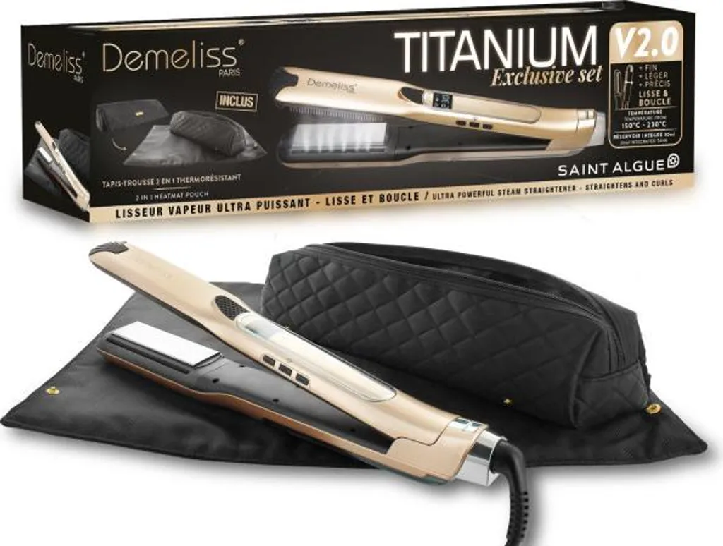 Lisseur Titane Vapeur Saint Algue Demeliss Tita V2 - Plaques Titanium Gold