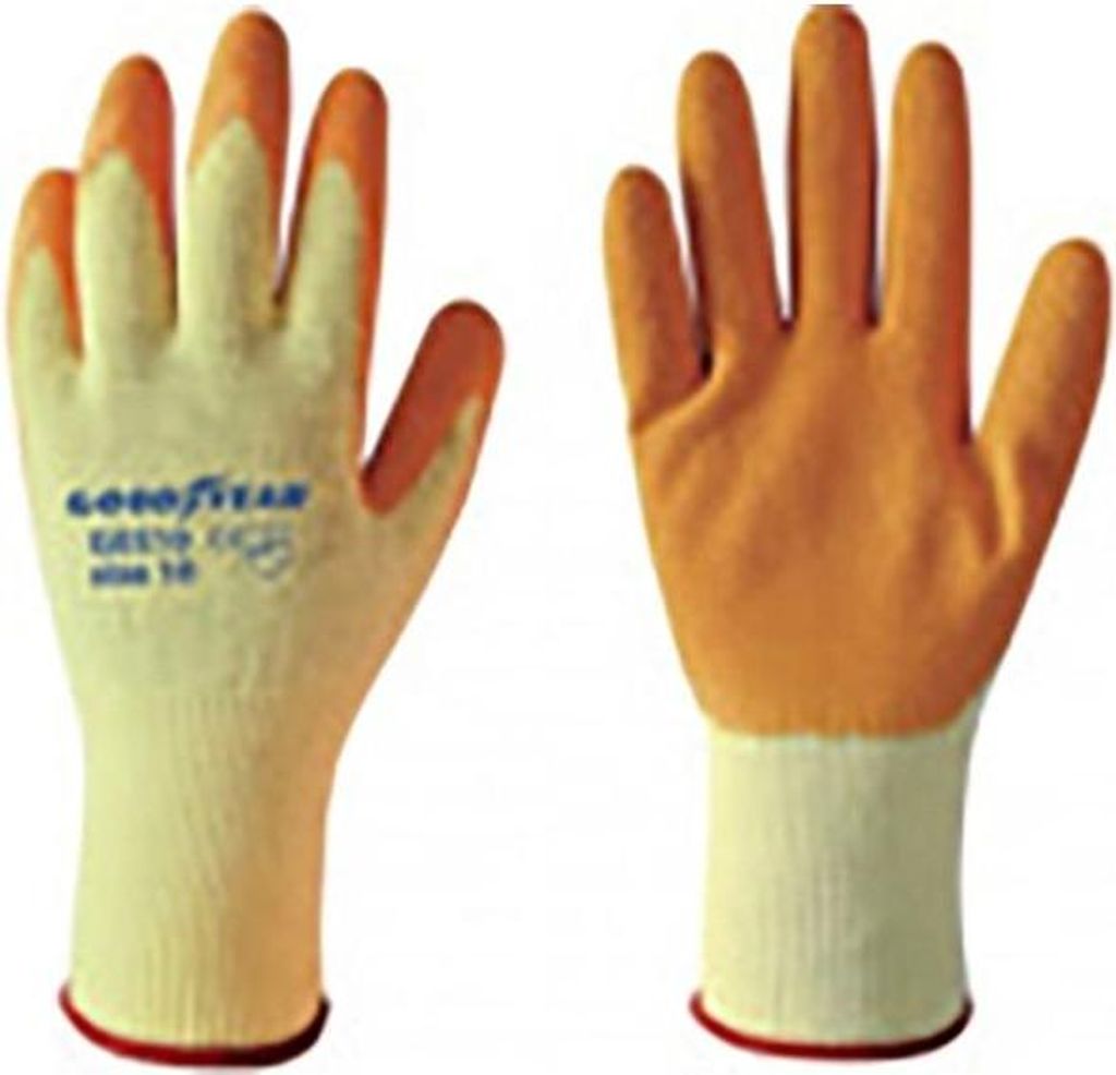 Goodyear Baumwoll- und Latexhandschuhe Größe 9 weiß/orange, Arbeitshandschuhe