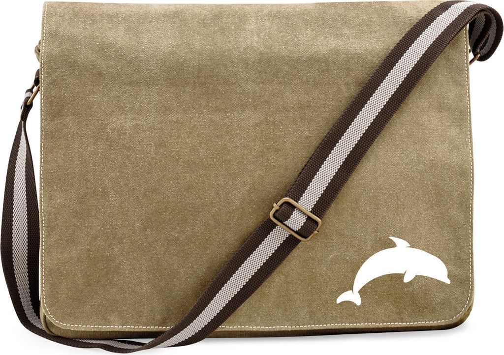 Huuraa Umhängetasche Delfin Silhouette 14 Liter Sahara Canvas Laptoptasche Geschenkidee