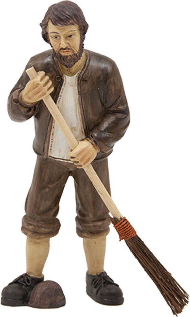 2x FADEDA Kehrender Knecht / Höhe:9 cm / handbemalt / detailgetreue Krippen Figuren - Weihnachten Tisch Dekoration Krippe Zubehör