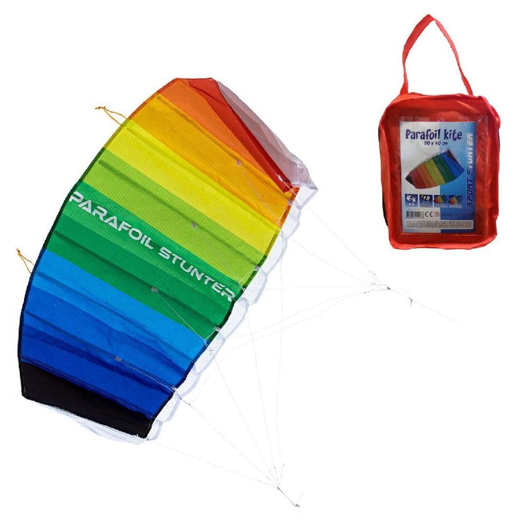 van der Meulen Lenkdrachen Parafoil Stunter 80x40 Nylon Gelb Tasche