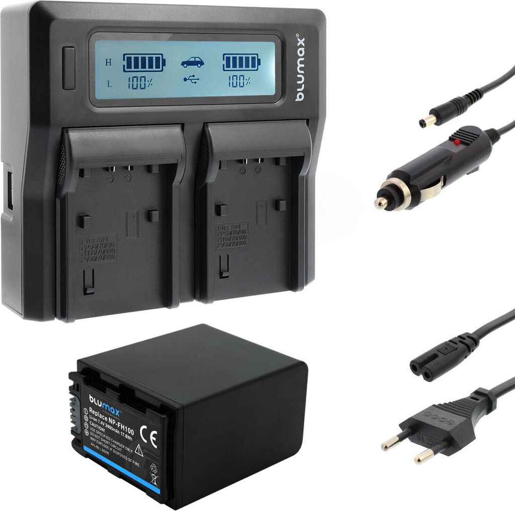1x Akku + Lader für Sony NP-FH100 NP-FH40 NP-FH50 NP-FH60 NP-FH70 2400 mAh