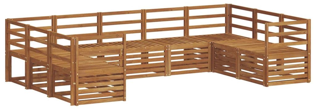 Modulares Gartenmöbelset aus lackiertem Akazienholz, Natur, wetterfest, 304x185,5x73 cm
