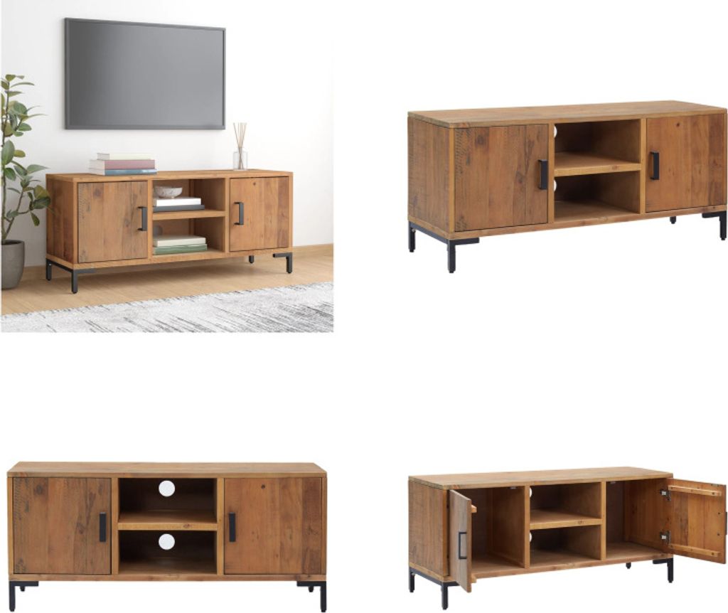 vidaXL TV Schrank Braun 110x35x48 cm Massivholz Kiefer - TV-Schrank - TV-Schränke - TV-Möbel - TV-Ständer