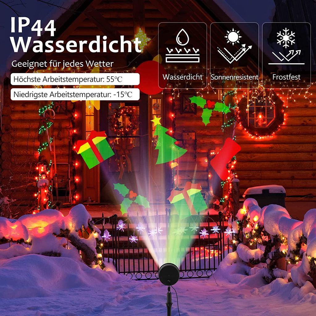 LED Projektor Weihnachtslicht Winter Deko Innenbeleuchtung mit 6