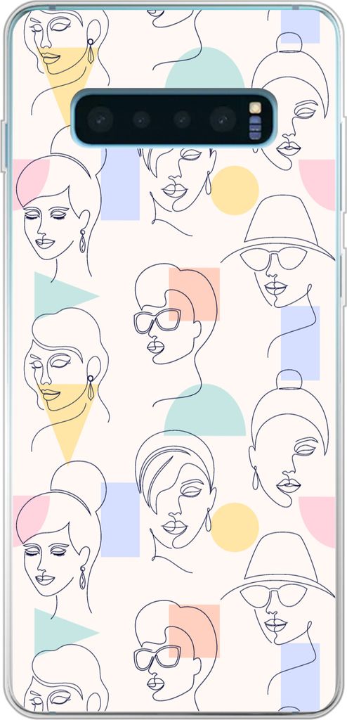 MuchoWow Handyhülle Schutzhülle Hülle für Telefoonhoesje Samsung Galaxy S10 Plus Mädchen - Frauen - Muster - Pastell - Mädchen - Kinder - K...