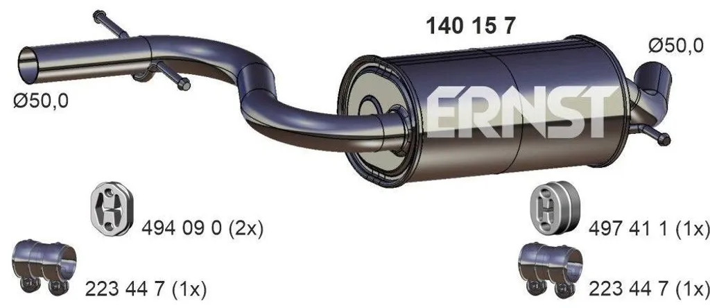Silencieux central ERNST 140157 pour VW Golf V VI Audi A3 Sportback