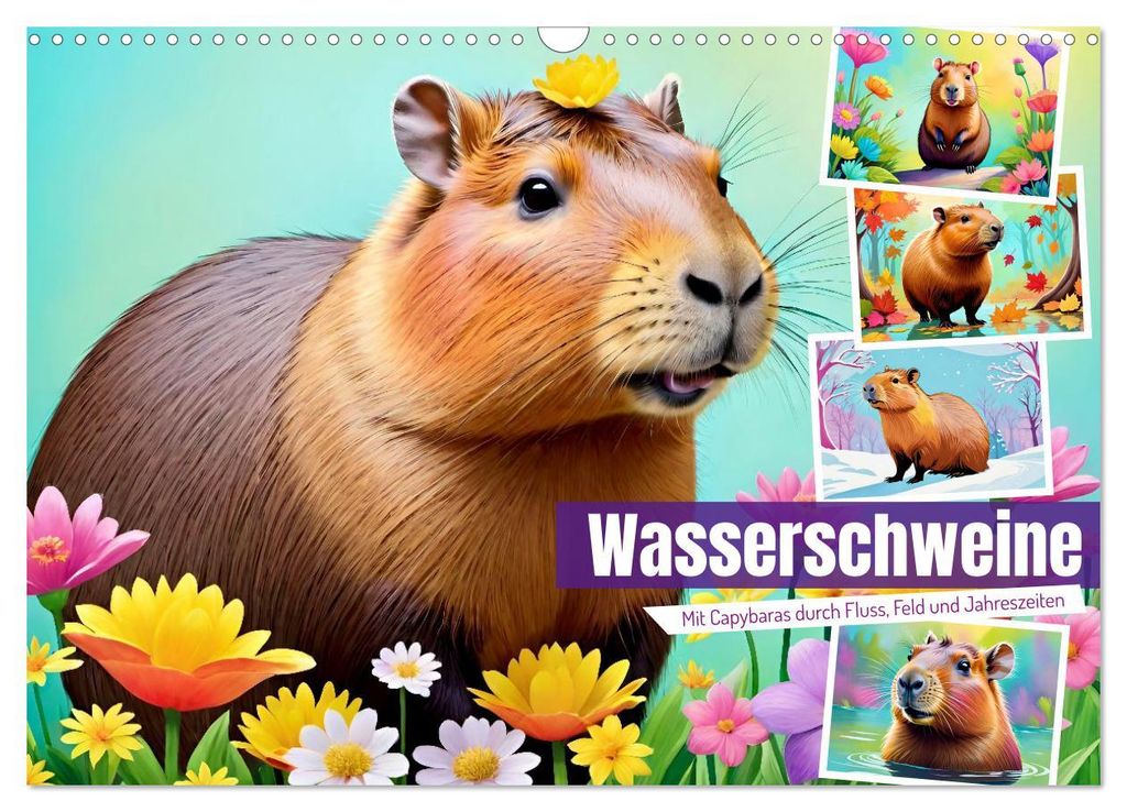 Wasserschweine. Mit Capybaras durch Fluss, Feld und Jahreszeiten (Wandkalender 2027 DIN A3 quer), CALVENDO Monatskalender