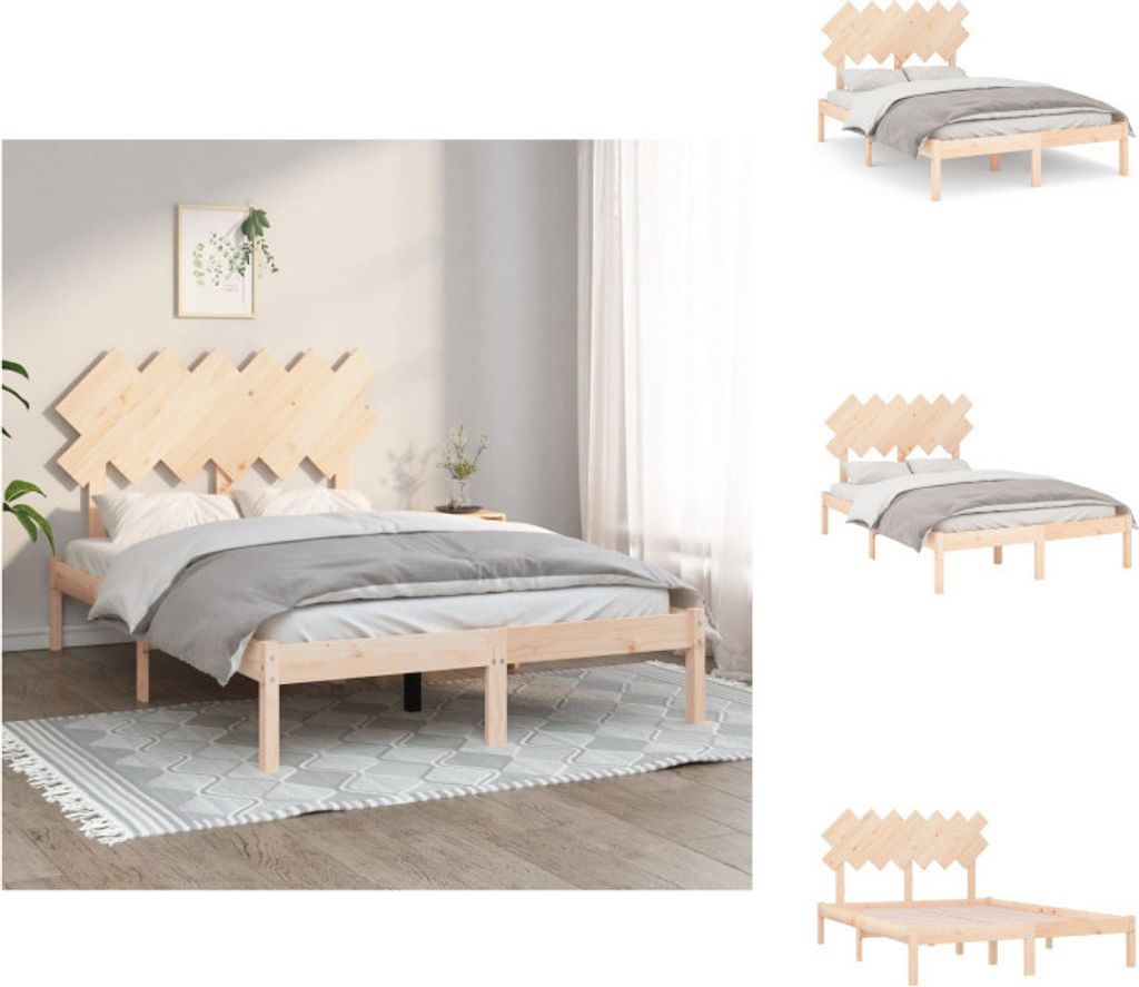 vidaXL Massivholzbett 135x190 cm - Betten & Bettgestelle