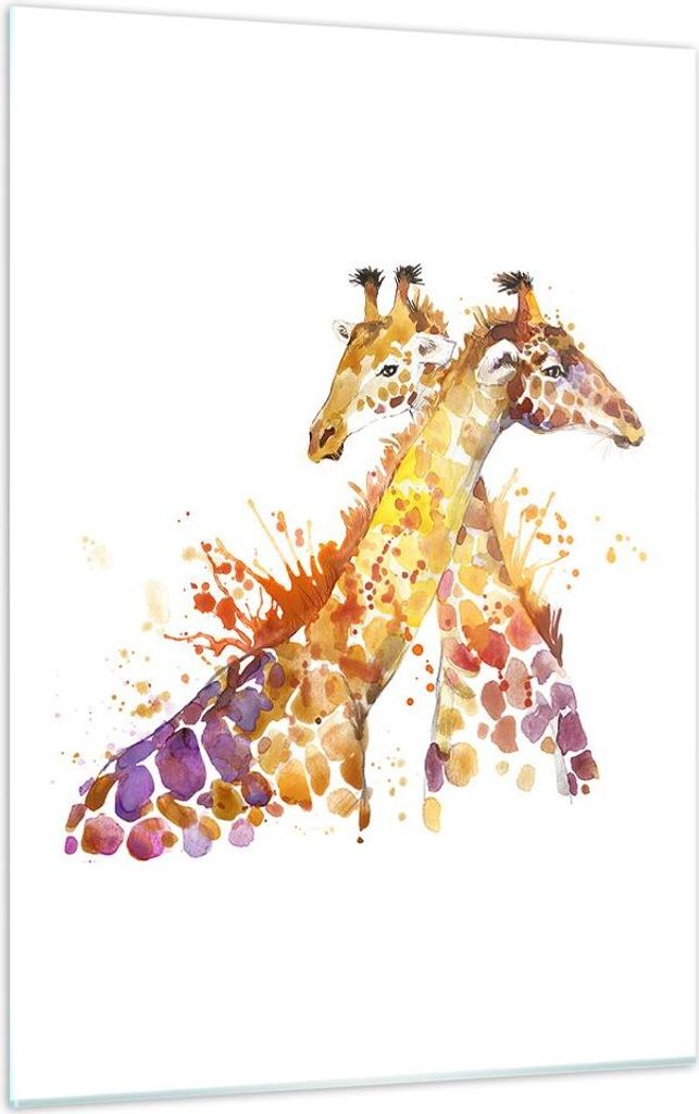 Bilder auf glas - Einteilig - Giraffen Tiere Kinder Safari - 50x70cm - Glasbilder - Wandbilder - Bilder - Wanddekoration aus Glas - Glas Bilder - W...