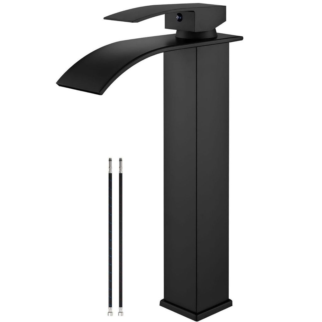Wasserhahn Bad Schwarz, Waschtischarmatur für Badezimmer, Höhe 30cm