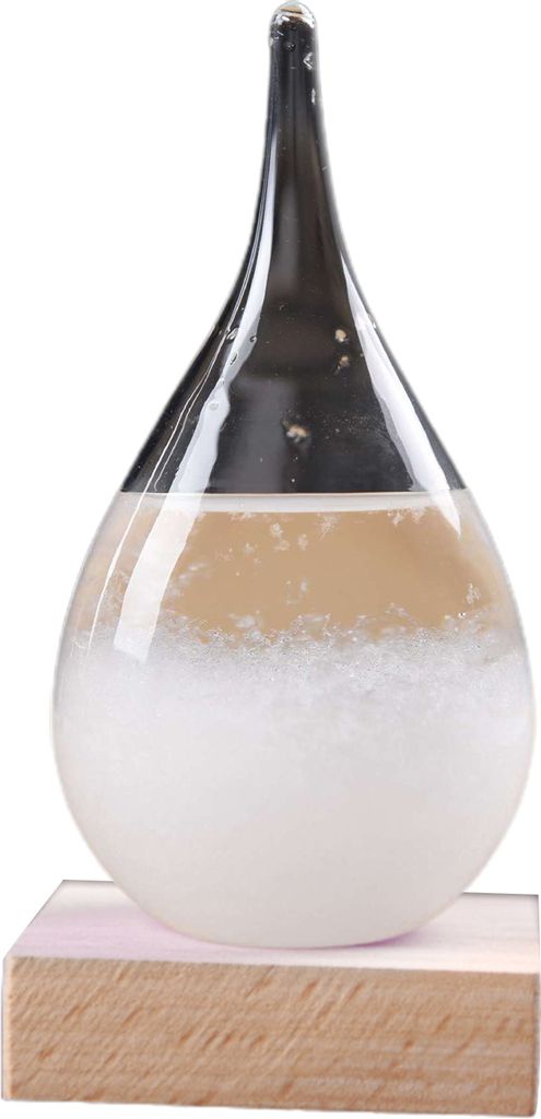 transparentes Tröpfchen -Sturmglas mit Holzbass -Haus Barometer Flasche Dekor-Transparent