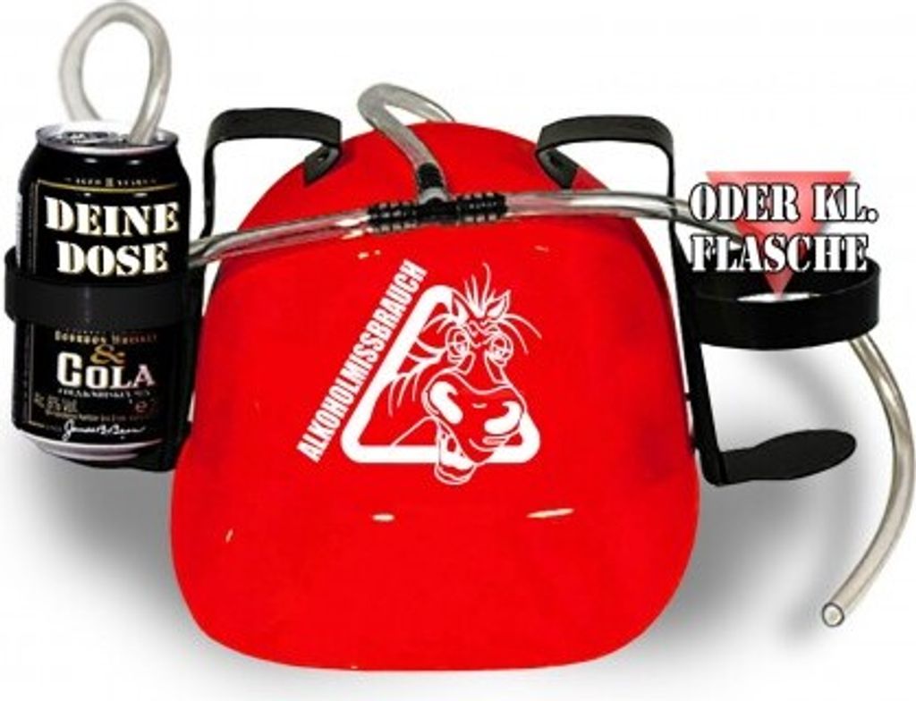 Trinkhelm Spaßhelm mit Printmotiv - Alkoholmissbrauch - 11843 Color - rot