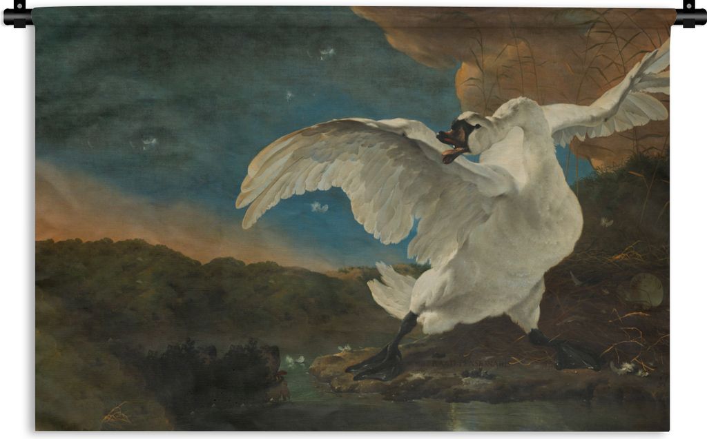 MuchoWow Wandteppich Wandbehang Schwan - Alte Meister - Jan Asselijn 60x40 cm Tapisserie Dekoration Wandtuch - Wanddekorationen