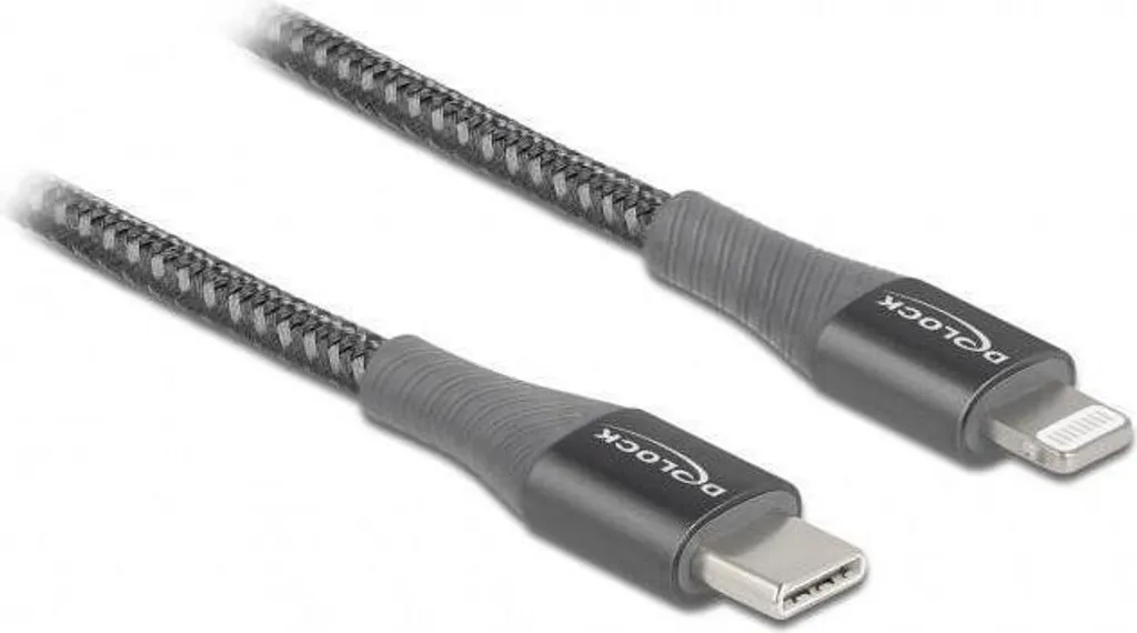 Câble USB-C vers Lightning Delock gris 1m pour recharge et données - 2