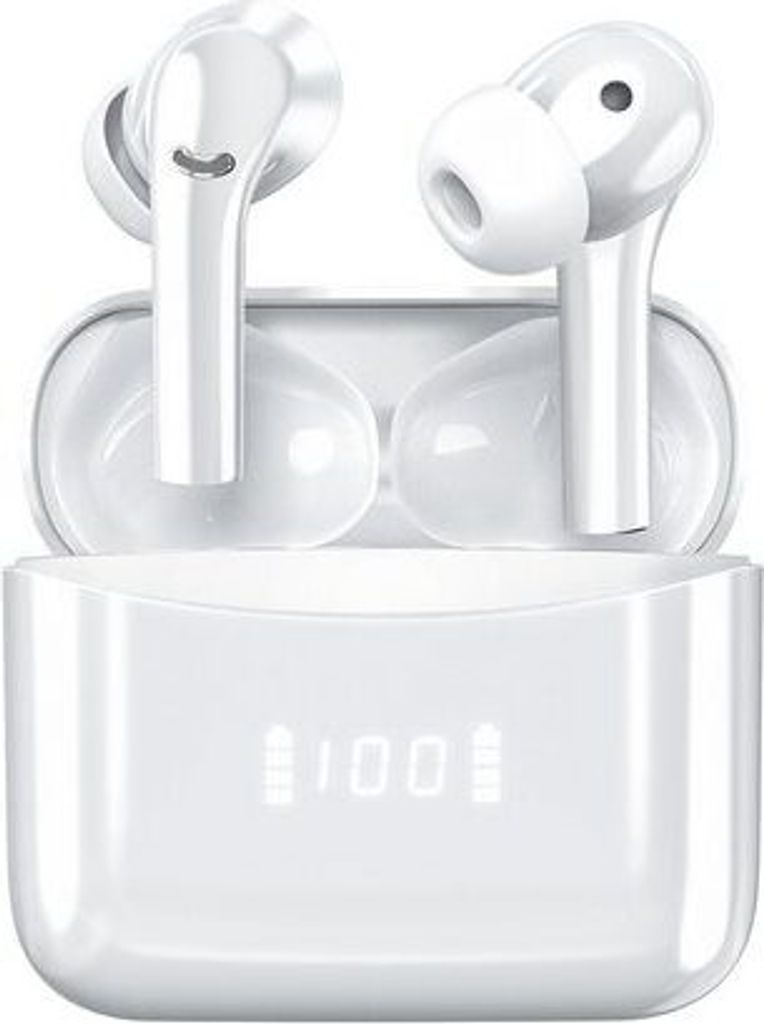 MODFU Kopfhörer Bluetooth Wireless Kabellos In-Ear True Wireless Earbuds Tragbare Ladehülle Stereo Headset mit Mikrofon für Android iPhone Weiß