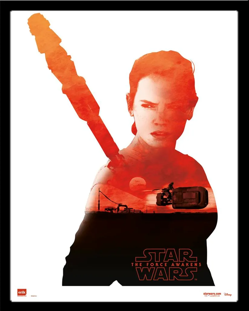 Poster Star Wars EP7 Rey avec Cadre Shinsuke Mini MDF Noir 40x50 cm