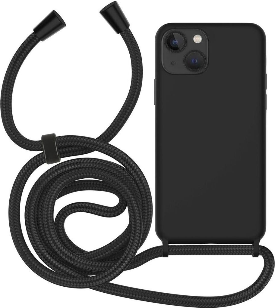 Handykette für Apple iPhone 13 - Handyhülle mit Schnur 3 Lagiges Cover in Schwarz