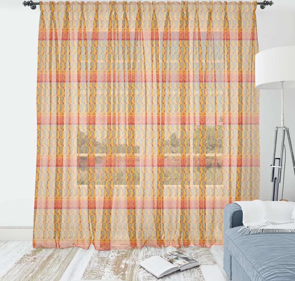 Tenda Mantovana ABAKUHAUS Paisley Arancio - Decorazione Boho 274cm