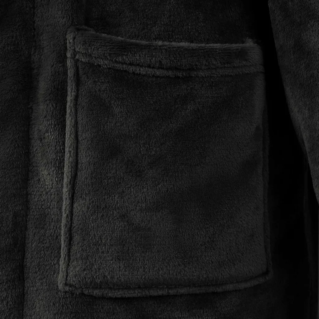 vidaXL Accappatoio senza cappuccio nero XXL in flanella - 5