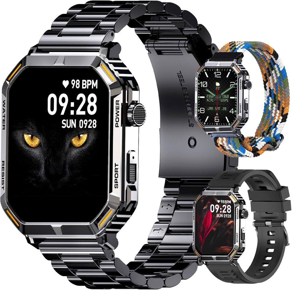 Smartwatch pour hommes avec fonction téléphone, écran HD Image du produit 