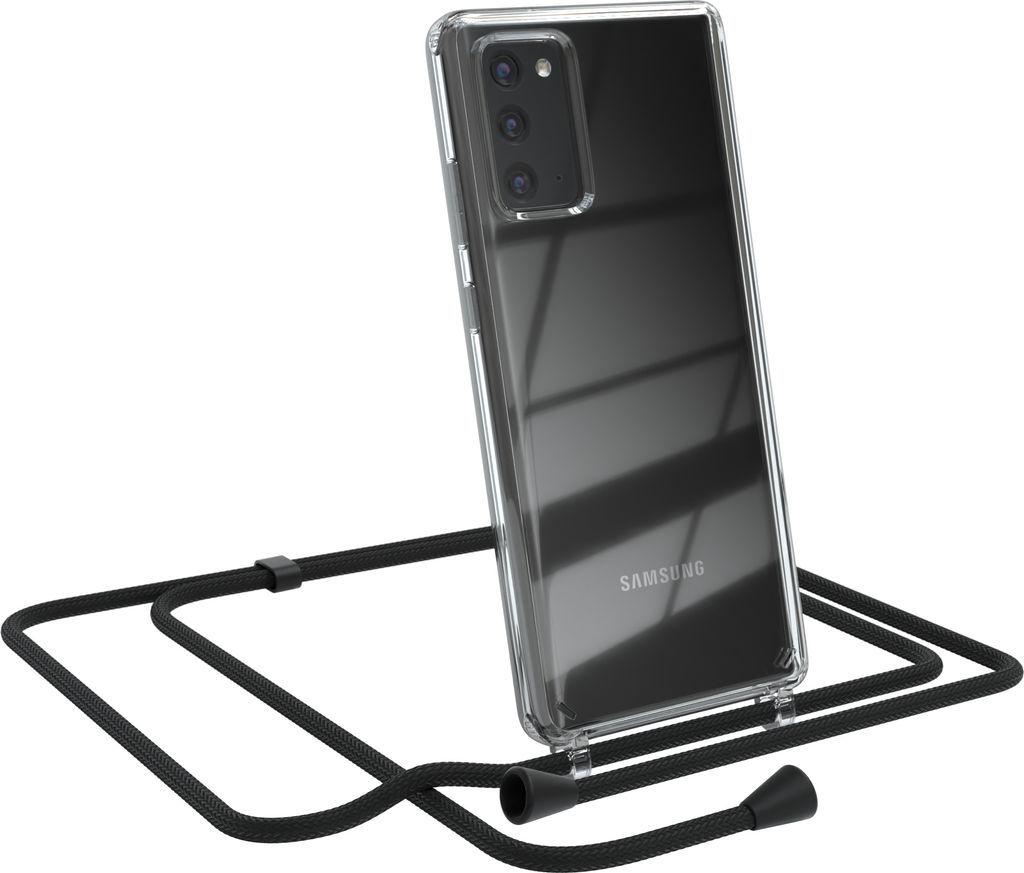 EAZY CASE Handykette kompatibel mit Samsung Galaxy Note 20 / Note 20 5G, Handyhülle mit Umhängeband, Handykordel, Schutzhülle Clear, Band in Sch...
