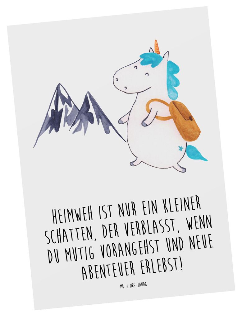 Mr. & Mrs. Panda Postkarte Heimweh überwinden Abenteuer erleben - Weiß - Geschenk, Vertrauem, Trost, Fotokarte, Grußkarte, Mutmacher, Fernweh, l...