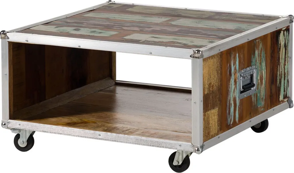 Table Basse Durable en Bois de Récupération 80x80 Style Industriel