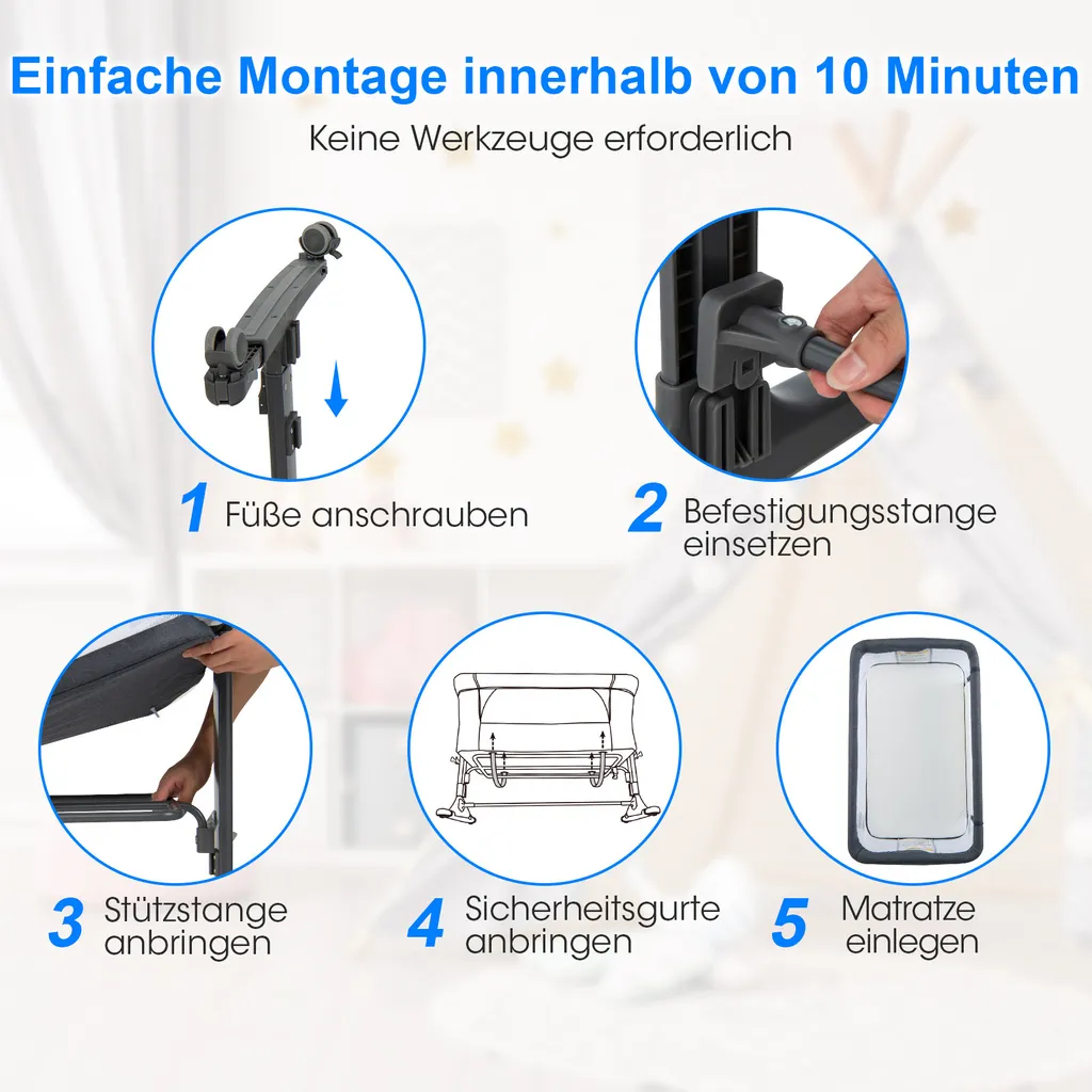 Lit d'Appoint Pliant Bébé Idéal pour Vacances et Siestes à la Maison - 3