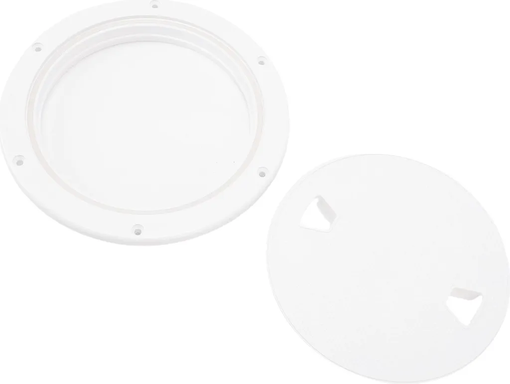 2 pezzi 20,3 cm piastra di copertura rotonda con coperchio rimovibile, antiscivolo, ottima tenuta in gomma, portello di ispezione per yacht marini, barca, bianco