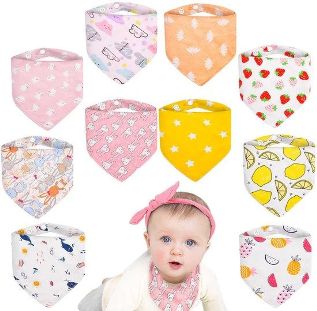 Bavoirs absorbants anti-taches en coton doux pour bébé, lot de 10
