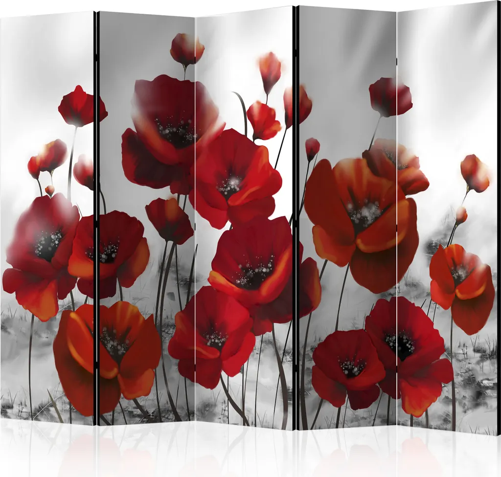 Cloison de séparation amovible grand format Paravent photo Coquelicots