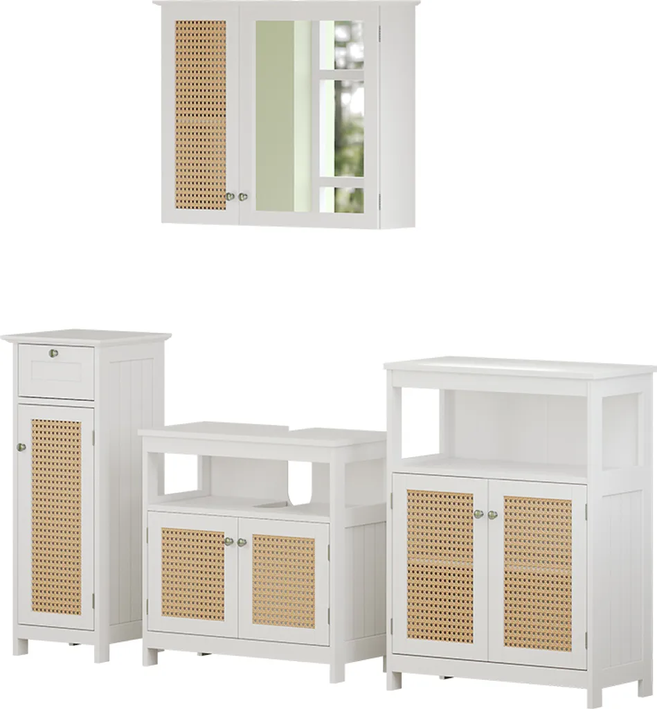 Meuble de bain blanc Vicco Rosario 4 pièces avec armoire de milieu 40449