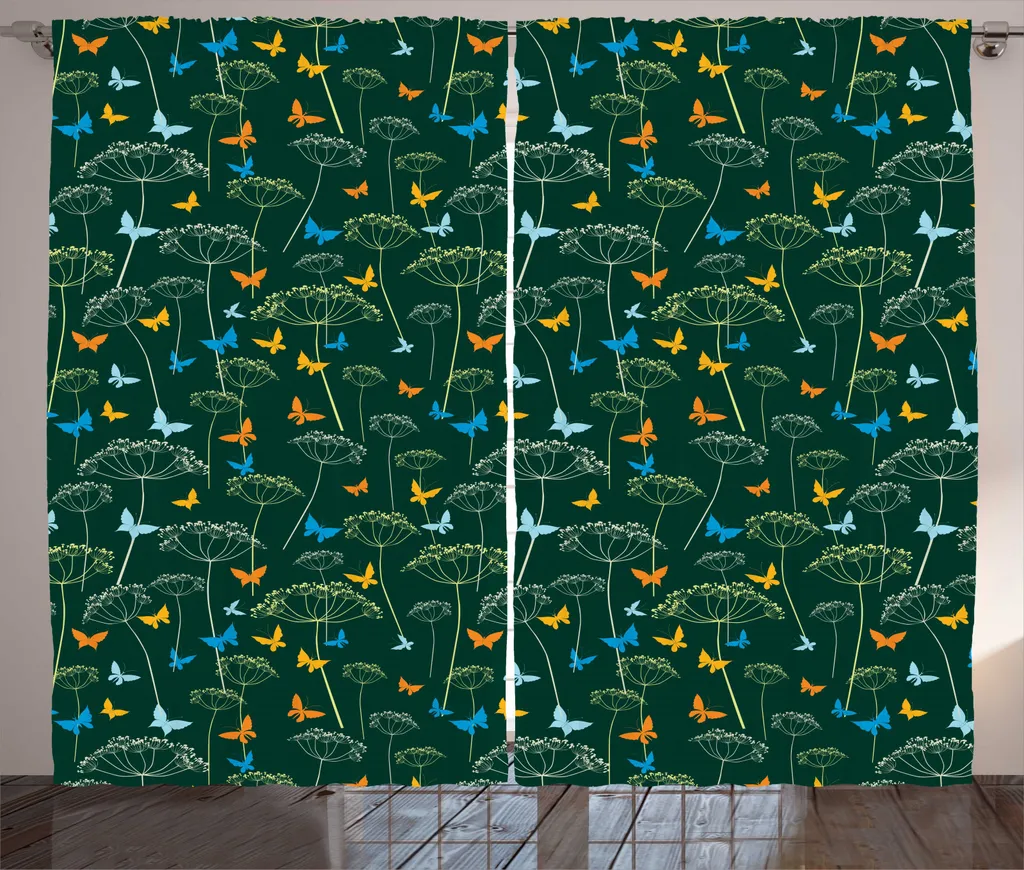 Rideaux de Salon Imprimés Fleurs et Papillons avec Ruban Universel 280x225