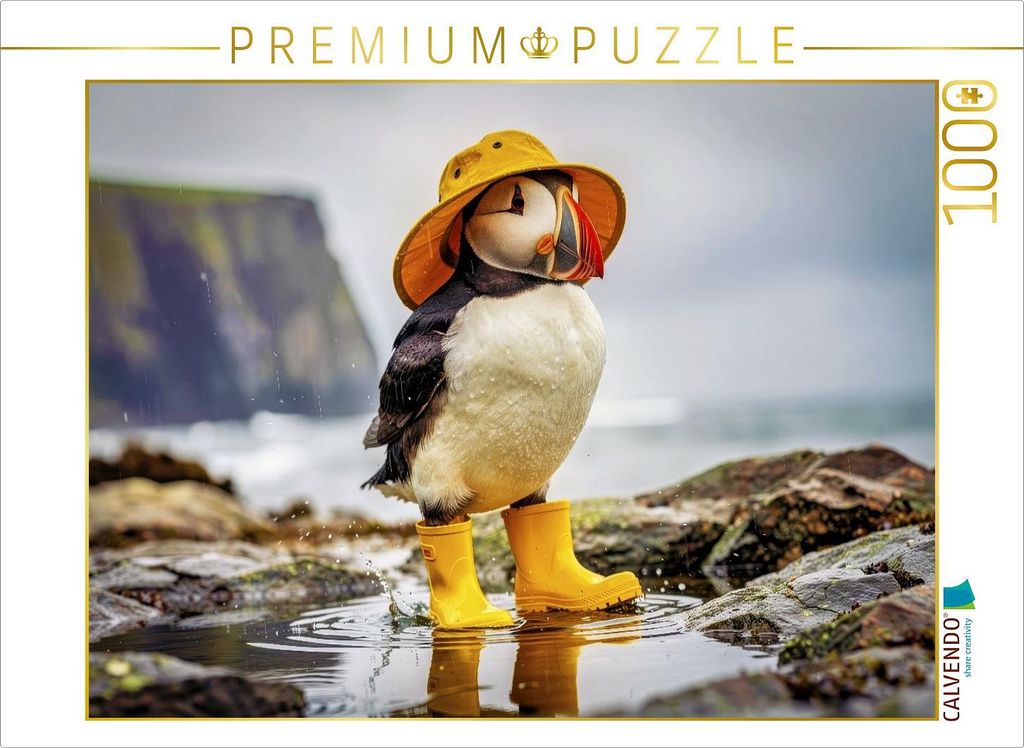 CALVENDO Puzzle Ein Motiv aus dem Kalender Lustige Papageientaucher | 1000 Teile Lege-Größe 64x48cm Foto-Puzzle für glückliche Stunden