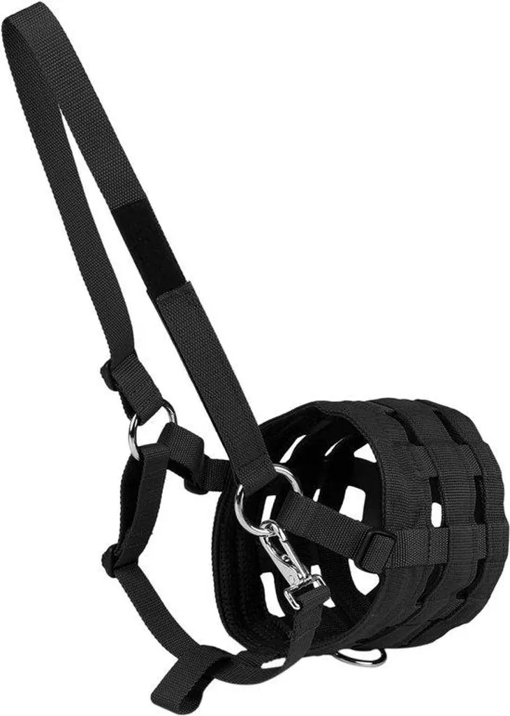 Muselière d'éducation réglable en nylon noir pour petits et grands